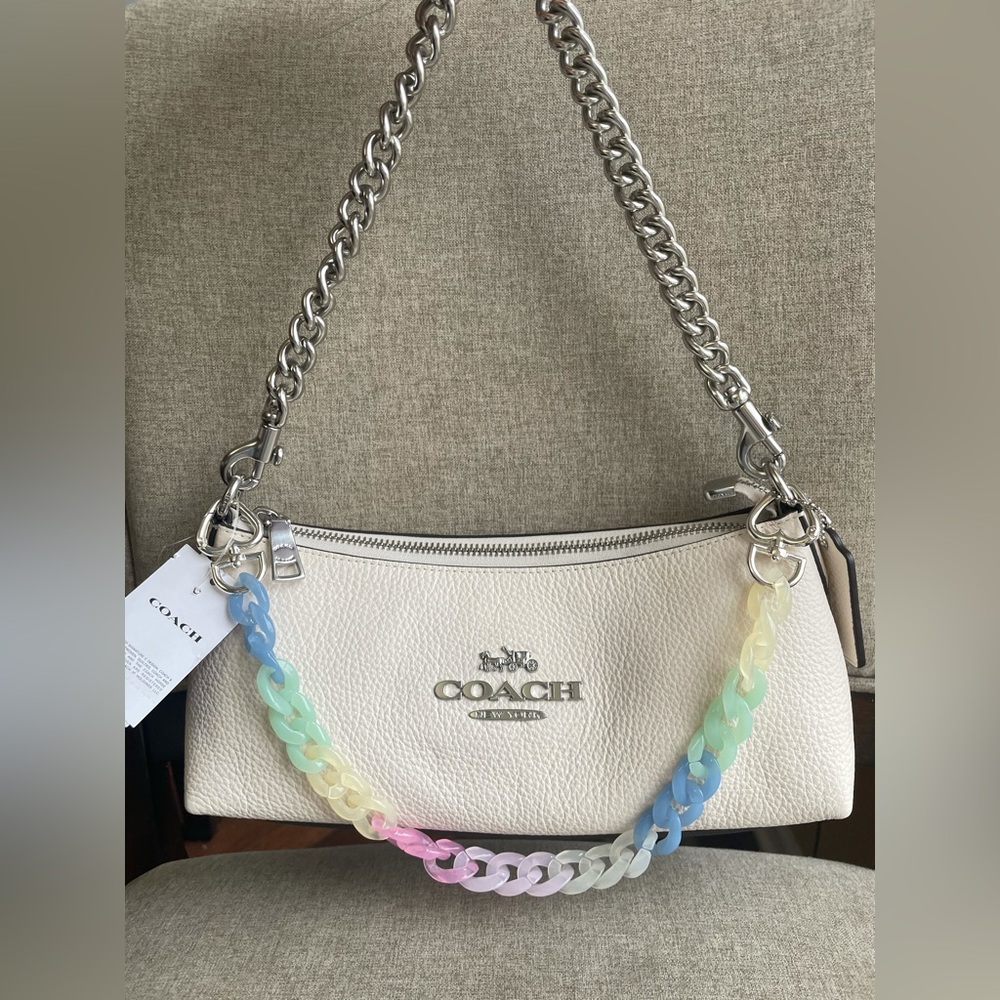 NWT！COACH CHARLOTTE SHOULDER BAG （COACH CL407）with rainbow chain